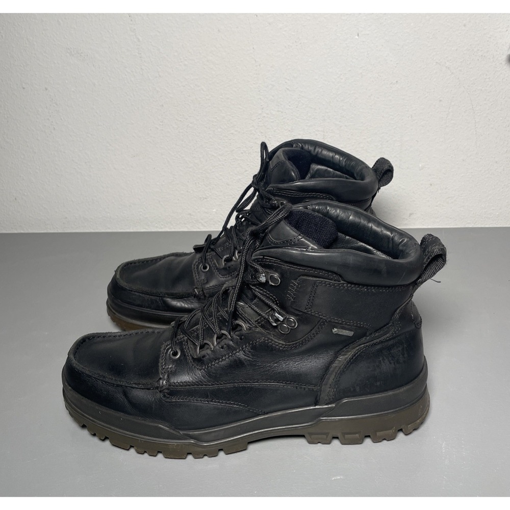 ECCO Track Series GTX Gore-Tex Black Leather Boots Men's Size 13-13.5 EU47